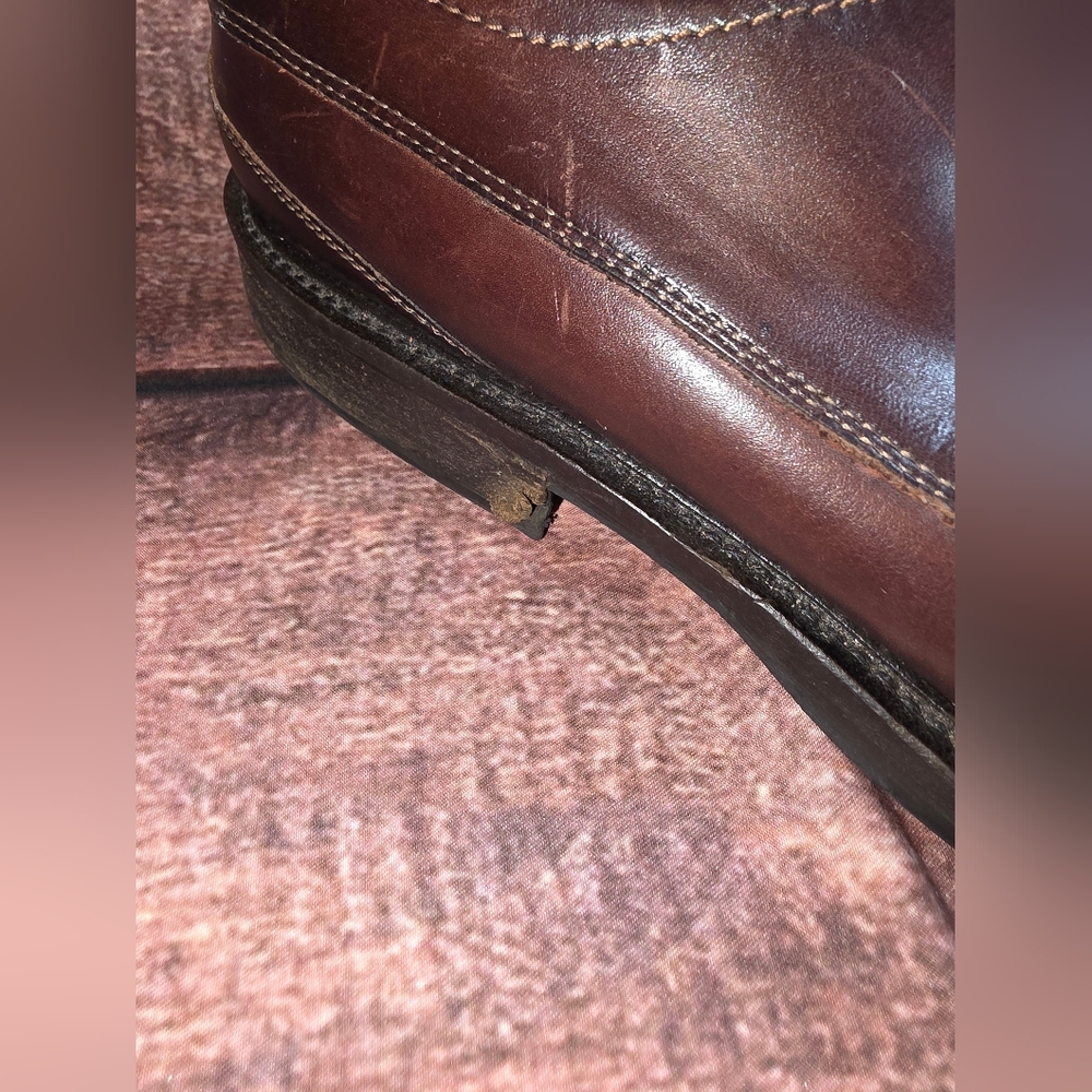 Johnston & Murphy Handcrafted Brown Leather Oxford Shoes Size 12M Italy - Picture 4 of 11